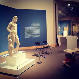 A snapshot of the Hood's Poseidon exhibit featuring the collection's marquee item, a Roman statue of the god from the 1st century, AD