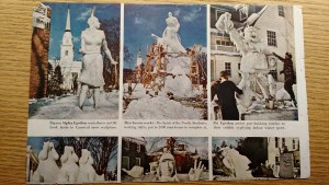 Scenes from the campus-wide sculpture contest during its heyday, the late 1940s.