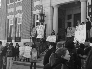 NO JUSTICE NO PEACE: Students launch a protest outside of Parkhurst.