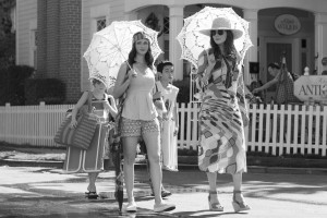 Back in Town: Rory and Lorelai stroll past the center of  Stars Hollow in “Summer.”
