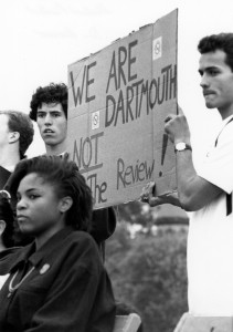 Students protest The Dartmouth Review in 1991.