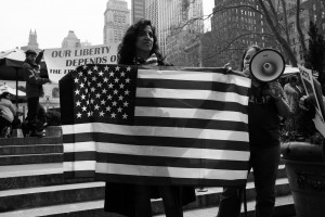 PROTESTORS in New York march for freedom of speech.